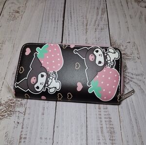Kuromi Strawberry Black Zipper Wallet- New